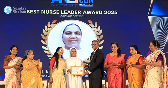 സിസ്റ്റര്‍ ലിഖിതക്ക് ബെസ്റ്റ് നേഴ്‌സ് ലീഡര്‍ അവാര്‍ഡ്